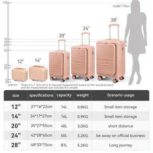 Bella 2024 da viaggio nuove valigie Set 5 pezzi porta ruote universali Set valigie da viaggio valigetta