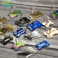 Plaque d'identification pour chien en acier inoxydable coloré, inaltérable, avec lettrage et image personnalisés, forme sur mesure, pendentif pour collier de chien