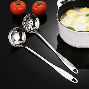 Custom <b>Engraved</b> LOGO Premium Stainless Steel Slotted Spoons Ample Bowl Capacity Long Handle Soup Ladle - Product Image 3