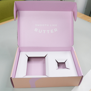 High quality custom purple mixed color corrugated packaging mailer shipping boxes cosmetic paper boxes with insert