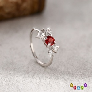 Bague réglable en argent sterling 925 avec 9 délicates pierres naturelles rondes de 5 mm, bijoux de haute qualité pour femmes - Product Image 2