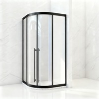 Ensemble complet d'accessoires pour salle de bain en forme d'arc, porte de douche en acier inoxydable noir mat, unité de salle de bain préfabriquée, poignées de porte.