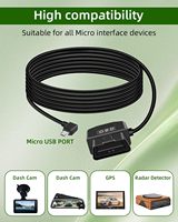Adaptateur de câble d'alimentation USB Micro vers OBD-II à 90 degrés pour caméra embarquée avec bouton interrupteur pour mode ACC 24 heures