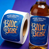 Étiquettes personnalisées de haute qualité pour bouteilles de vin et de nourriture, en papier texturé profond, avec impression UV et gaufrage à chaud doré