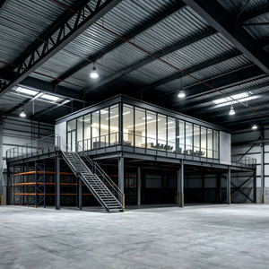 Custom Steel Mezzanine Floor Platform with Stair and Guardrail for Industrial Warehouse - Product Image 1
