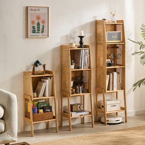 Zhui Zhu Bookshelf Freestanding Rattan Storage Cabinet Space Saving <b>Bookcase</b> For Living Room Or Office - Product Image 1