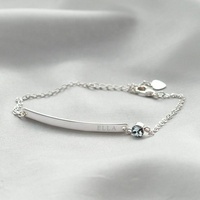QIUHAN acier inoxydable or nom Bracelet barre personnalisé pierre de naissance barre Bracelet