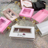 Boîtes à cils uniques vides Logo privé Emballage pour ongles Boîte d'emballage pour cils à paillettes rose or rose