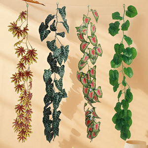 Plantas Artificiales Colgantes, Hojas Verdes de Plástico, Alta Simulación, Decoración Interior y Exterior, Decoración para Bodas y Hogar - Product Image 1