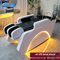 Fauteuil de lavage capillaire électrique 4D avec massage pour salon de coiffure et spa, en stock aux États-Unis