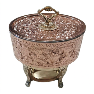 Calentador de Comida Tipo Buffet de Cobre Fundido Tradicional de Lujo para Suministros de Restaurantes y Bodas, Personalizable - Product Image 1