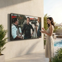 Televisor para Exteriores Resistente al Agua IP66 de 65 Pulgadas y 2500 Nits, Legible Bajo la Luz Solar, Señalización Digital con Animación y Gráficos OEM para Área de Piscina