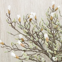 Ensemble de fleurs de magnolia artificielles réalistes faites à la main avec vase en verre pour la Saint-Valentin, décoration élégante pour la maison et l'hôtel