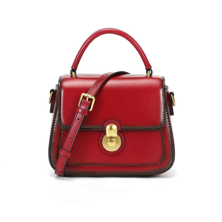 2021 vintage style messenger bags genuine leather bags women handbag luxury shoulder handbag dark red shoulder bag