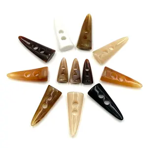 Button Manufacturer Buffalo Plastic Cow Horn Two Holes Toggle Button For Coat