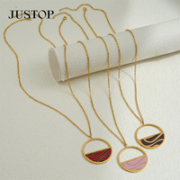 JUSTOP OEM/Venta al por Mayor, Collar con Colgante de Cadena de Eslabones Personalizado, Impermeable, de Acero Inoxidable, Chapado en Oro y Plata, Estilo Europeo y Americano