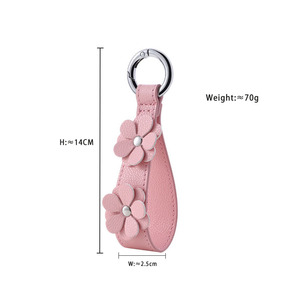 Portachiavi in Pelle PU Stile Ins con <span class=keywords><strong>Fiori</strong></span> Pendenti, Nero e Bianco, per Borsa - Product Image 4