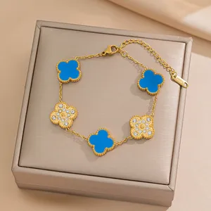 Pendientes, Collar y Pulsera <span class=keywords><strong>de</strong></span> Acero Inoxidable Chapado en Oro <span class=keywords><strong>de</strong></span> 18K con Diseño <span class=keywords><strong>de</strong></span> Trébol, Joyería Clásica <span class=keywords><strong>de</strong></span> Lujo <span class=keywords><strong>de</strong></span> Diseñador Famoso - Product Image 4