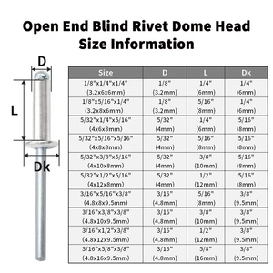 Fabricant de rivets aveugles DIN7337 Rivets aveugles pop en aluminium à tête plate de type ouvert - Product Image 3