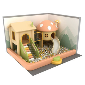Château de jeu intérieur à thème champignon, combinaison toboggan et piscine à balles pour enfants - Product Image 1