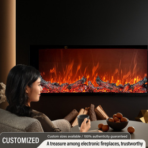 Cheminée électrique encastrée en verre trempé, flamme <span class=keywords><strong>de</strong></span> bois véritable, luminosité réglable, tailles 39" 47" 59" 71" 79", <span class=keywords><strong>chauffage</strong></span> 1500W pour salon/hôtel - Product Image 1