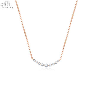 Collar con Colgante de Diamantes Naturales Reales de Oro Sólido de 18K, Diseño de Sonrisa Curva Elegante de Alta Calidad, Joyería Fina para Uso Diario de Mujer - Product Image 4