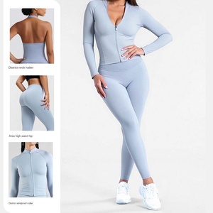 Completo Sportivo Hao Qian Senza Cuciture, Asciugatura Rapida, per Yoga e Attività all'Aperto, Set da 2 Pezzi per Allenamento Pilates Femminile - Product Image 2