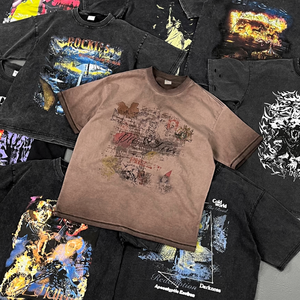 Peso pesado 100% algodón logotipo personalizado diseño de gran tamaño en blanco liso Casual lavado ácido Vintage Streetwear ropa para hombres camisetas - Product Image 1