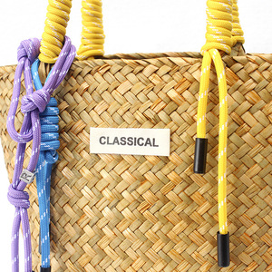 Bolso de mano de moda para mujer, tejido a mano, ecológico, duradero, portátil, tipo cesta de paja marina, bolso de playa con asas de cuerda de nailon y borlas - Product Image 6