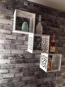 Estante decorativo de pared de fondo de TV hueco, estante de almacenamiento no perforado de PVC para el hogar, cocina, baño para almacenamiento de clientes - Product Image 6