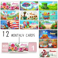Calendrier de bureau 2027 en peinture diamant 5D, kit de calendrier mensuel à feuillets mobiles à faire soi-même, cadeau artisanal pour la décoration de la maison et du bureau