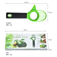 Goede Grip Handvat Groen Multi Functionele Kiwi Mes Hand Vorm 3 In 1 Plastic Avocado Slicer Cutter