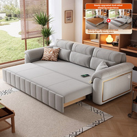 Canapé-lit multifonctionnel avec rangement dissimulé, cadre métallique convertible et confortable, idéal pour les petits espaces