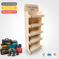 Estante de Exhibición de Madera de 5 Niveles para Tienda de Herramientas Eléctricas, Estante de Madera para Piso, Fácil de Montar, Estante de Exhibición para Tienda Minorista, Certificado FSC