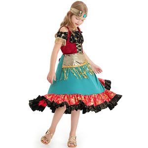Gypsy Family <span class=keywords><strong>Flamenco</strong></span> Girl <span class=keywords><strong>Robe</strong></span> de spectacle de danse à lacets à paillettes bohème - Product Image 3