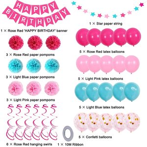 Kit <span class=keywords><strong>de</strong></span> suministros para fiesta <span class=keywords><strong>de</strong></span> <span class=keywords><strong>feliz</strong></span> cumpleaños, 38 Uds., globos <span class=keywords><strong>de</strong></span> látex para niñas y mujeres, decoraciones <span class=keywords><strong>de</strong></span> <span class=keywords><strong>feliz</strong></span> cumpleaños rosas, rojas y rosas - Product Image 4