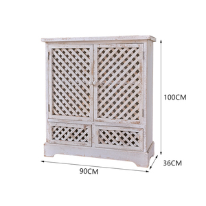 White Solid Wood Storage <b>Side</b> Cabinet Rustic Unique for Bedroom & Living Room Modern Design for Home Use - Product Image 6