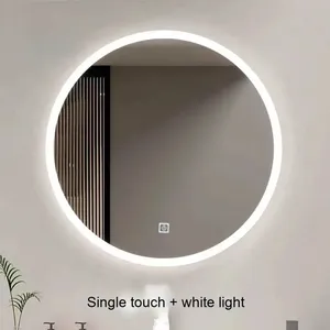 <span class=keywords><strong>Espejo</strong></span> LED <span class=keywords><strong>redondo</strong></span> Circular montado en la pared retroiluminado <span class=keywords><strong>con</strong></span> iluminación desempañadora inteligente personalizada <span class=keywords><strong>con</strong></span> pantalla táctil para baños u hoteles - Product Image 5