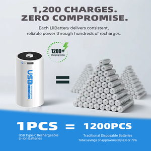 Batteries rechargeables cylindriques Li-ion CITICITY taille C 1,5 V 7400 mAh avec chargeur, indicateur LED et plus de 2500 cycles longs - Product Image 5