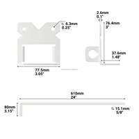 Loquet de porte à tige tombante en acier galvanisé de 24 pouces, finition blanche, robuste, à montage en surface, pour portes doubles et portails, stock US