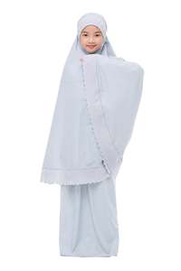 SIPO tradicional musulmán mujeres niños Telekung encaje Borong bordado Singapur Malasia seda Ramadán oración ropa Indonesia - Product Image 2