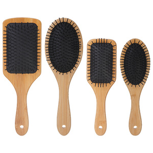 Bamboo Scalp Massage Hair Brush <b>Cushion</b> Comb Wooden With Nylon Teeth For General Population 20cm And Above - Product Image 1
