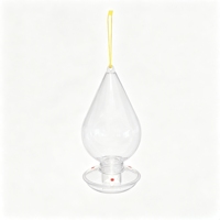 Mangeoire à colibris suspendue en forme de goutte d'eau, transparente, en plastique, avec ouvertures pour l'alimentation des fleurs, grand récipient de stockage