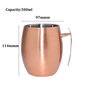 Custom 500ML Metal Beer Cocktail Coffee Barrel Mug Stainless Steel Double Wall Beer Mugs With Handle