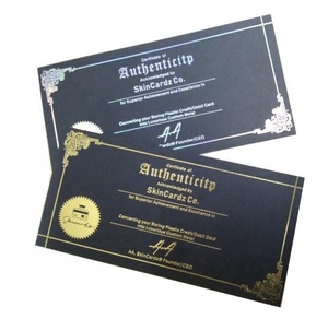 Carta di carta nera carta di stampa di sicurezza in lamina d'oro <span class=keywords><strong>certificato</strong></span> di autenticità - Product Image 1