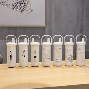 750ml chai thép không gỉ tùy chỉnh cách nhiệt phích nước cầm tay chai với rơm - Product Image 1