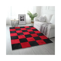 Dalles de moquette emboîtables 30x30cm style Tatami, en mousse courte et moelleuse, pour chambre d'enfant, tapis de sol carrés, tapis de golf et de prière pour la maison