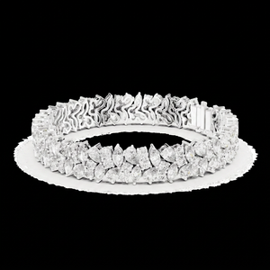 Bracelet tennis tendance en argent sterling 925 plaqué rhodium avec diamants de laboratoire et motif floral de Parekh Sons Jewellers, idéal pour les mariages - Product Image 1