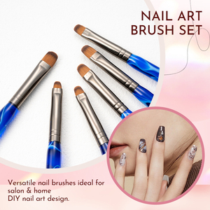 Lot de 6 pinceaux à ongles professionnels à motif flamme bleue, personnalisables, en nylon, double tête, liner et pointe ovale, pour salon de manucure - Product Image 4