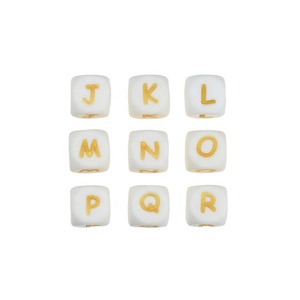 Cuentas de silicona alfabéticas de varios colores al por mayor, mordedor para bebé, cuentas de letras en inglés, cadena para chupete, cuentas molares hechas a mano de 12 mm - Product Image 5